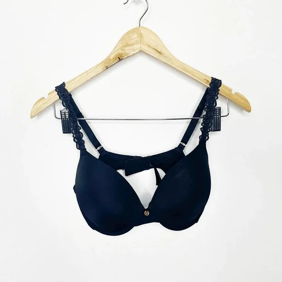 Natori PURE LUXE CUSTOM COVERAGE CONTOUR UNDERWIRE BRA BLACK smooth womens 34C - Picture 2 of 6